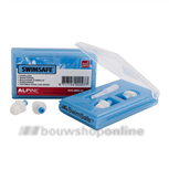 Alphnie SwimSafe oorplugs in cassette blauw/wit